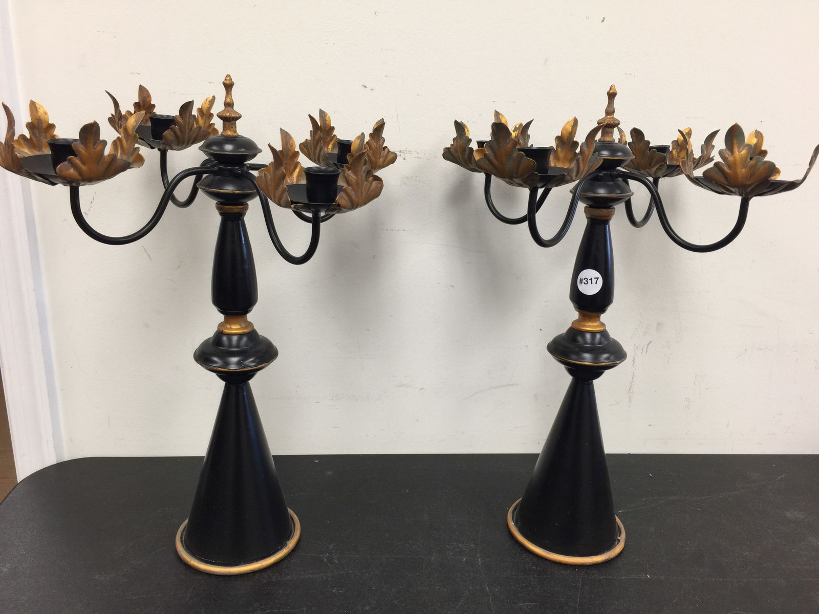 Italian Tole Candelabras: 19"H.