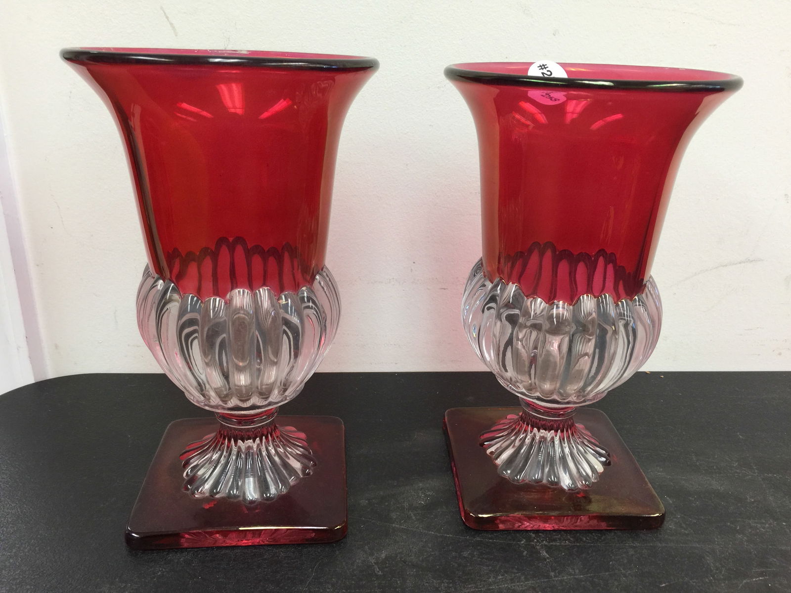 Pair of Ruby Glass Vases (1 of 4)