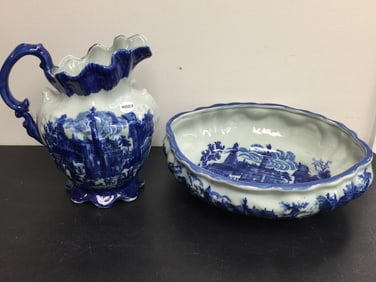 (2) Flow Blue Ironstone