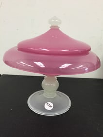 Steuben Large Rosaline and Alabaster Compote