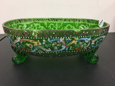 Moser Enamel Decorated Footed Bowl
