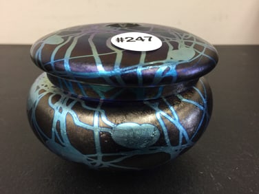 Durand Iridescent Art Glass Covered Jar