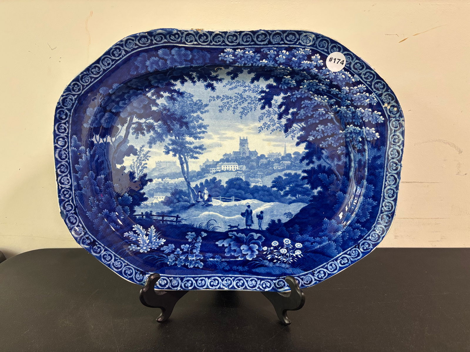 Antique Clews Historical Blue Platter (1 of 4)