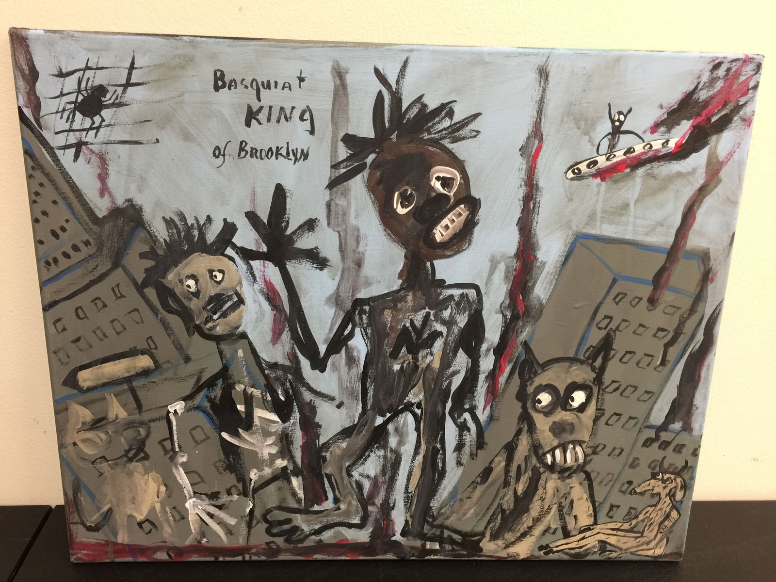 Modern Folk Art Painting: 20" x 16".