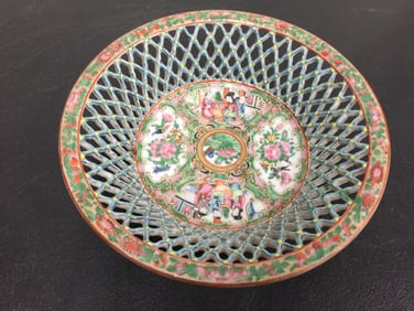 19thC Chinese Famille Rose Reticulated Bowl
