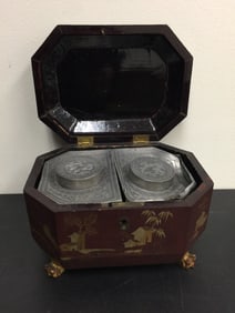 Antique Chinoiserie Lacquered Tea Caddy