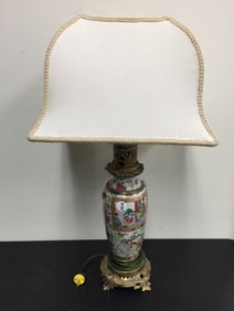 19thC Chinese Famille Rose Lamp