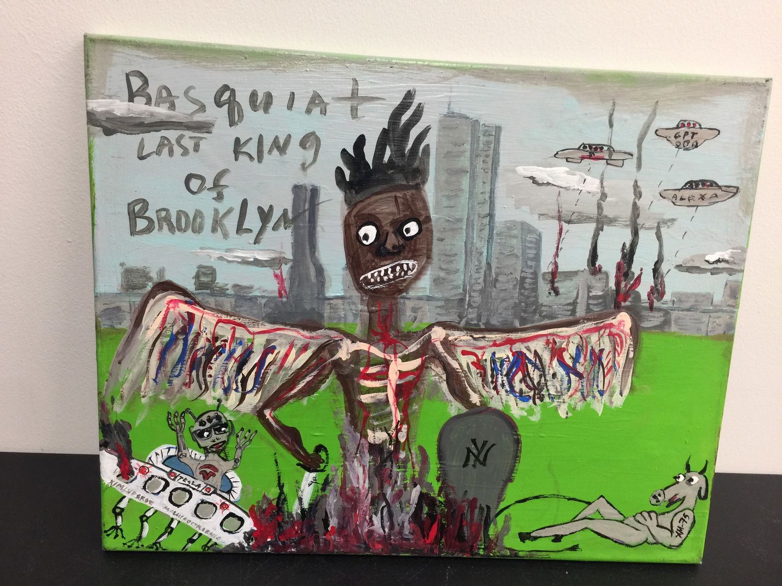 Modern Folk Art Painting: 16" x 20".