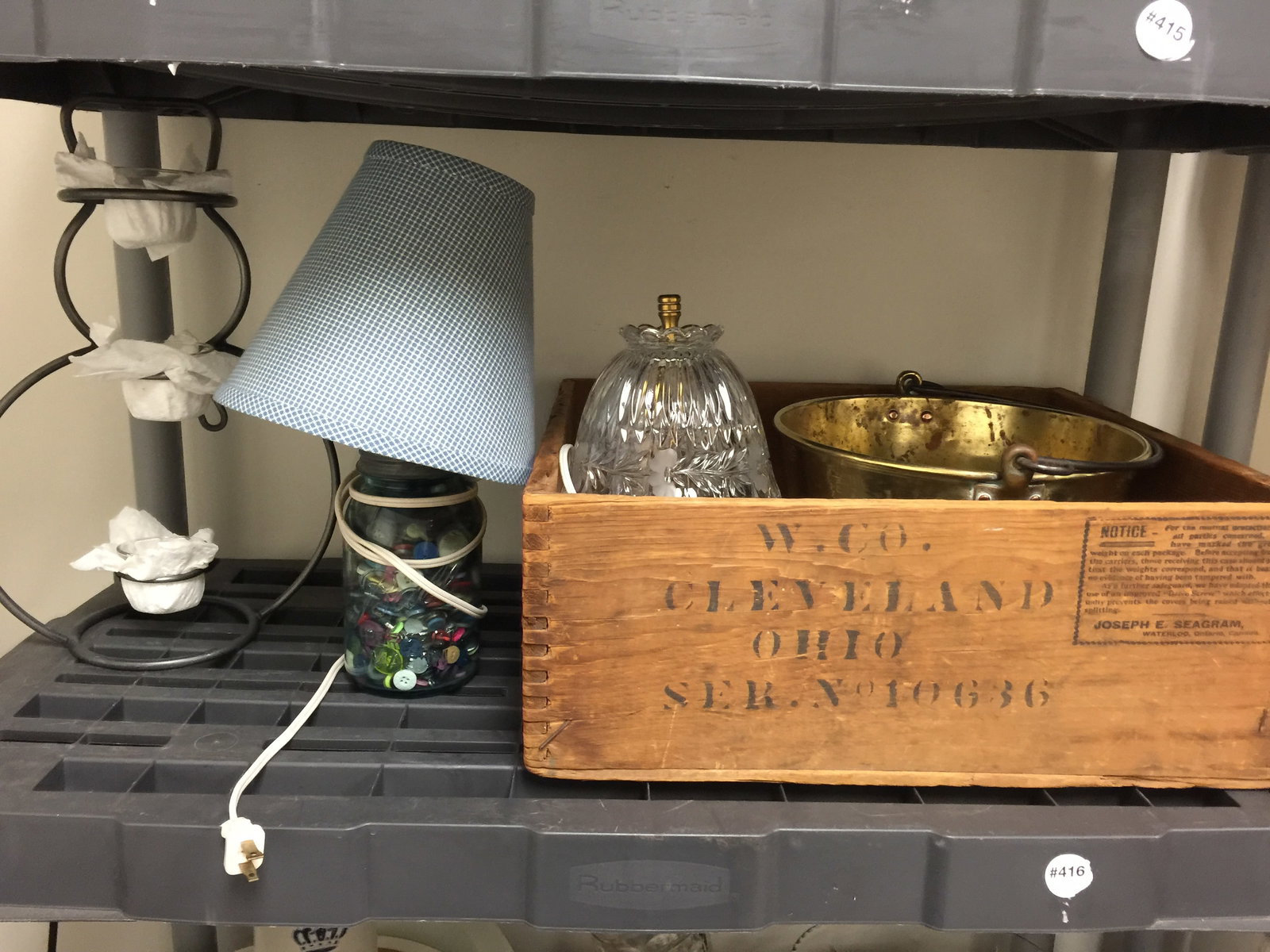 Mixed Lot: wooden crate, brass bucket plus.
