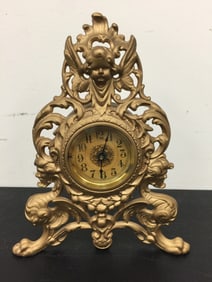 Cast Iron Figural Mantle Clock