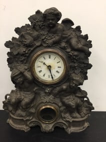 Antique Cast Iron Front Figural Clock