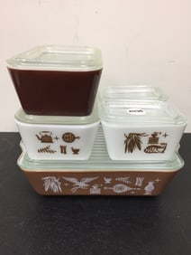 6 Pcs Pyrex Early American Refrigerator Dishes