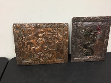 2 Pcs Harvey E. Bair Hand Tooled Art