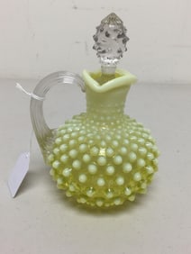 Hobnail Opalescent Vaseline Cruet