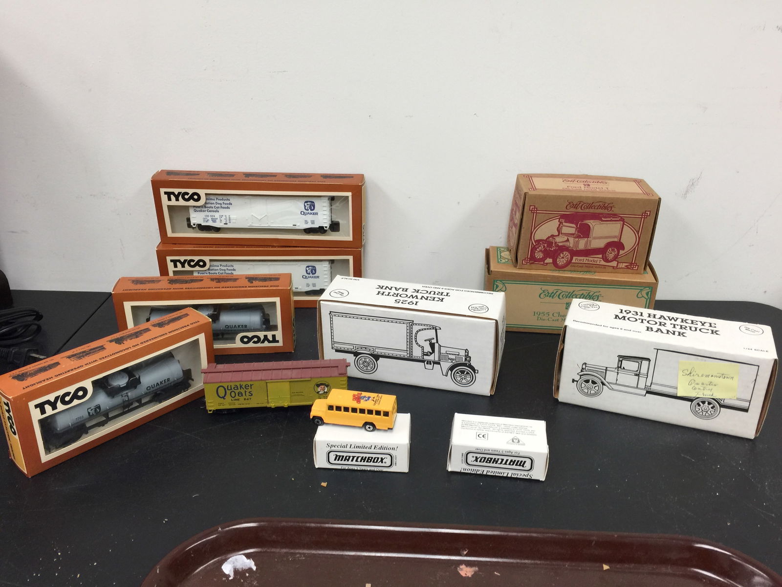 Diecast & Train Cars: Tyco, Ertl & Matchbox. All in OB.