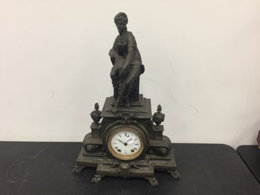 Seth Thomas Cast Iron Figural Mantle Clock
