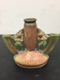 Roseville Dahlrose Triple Bud Vase