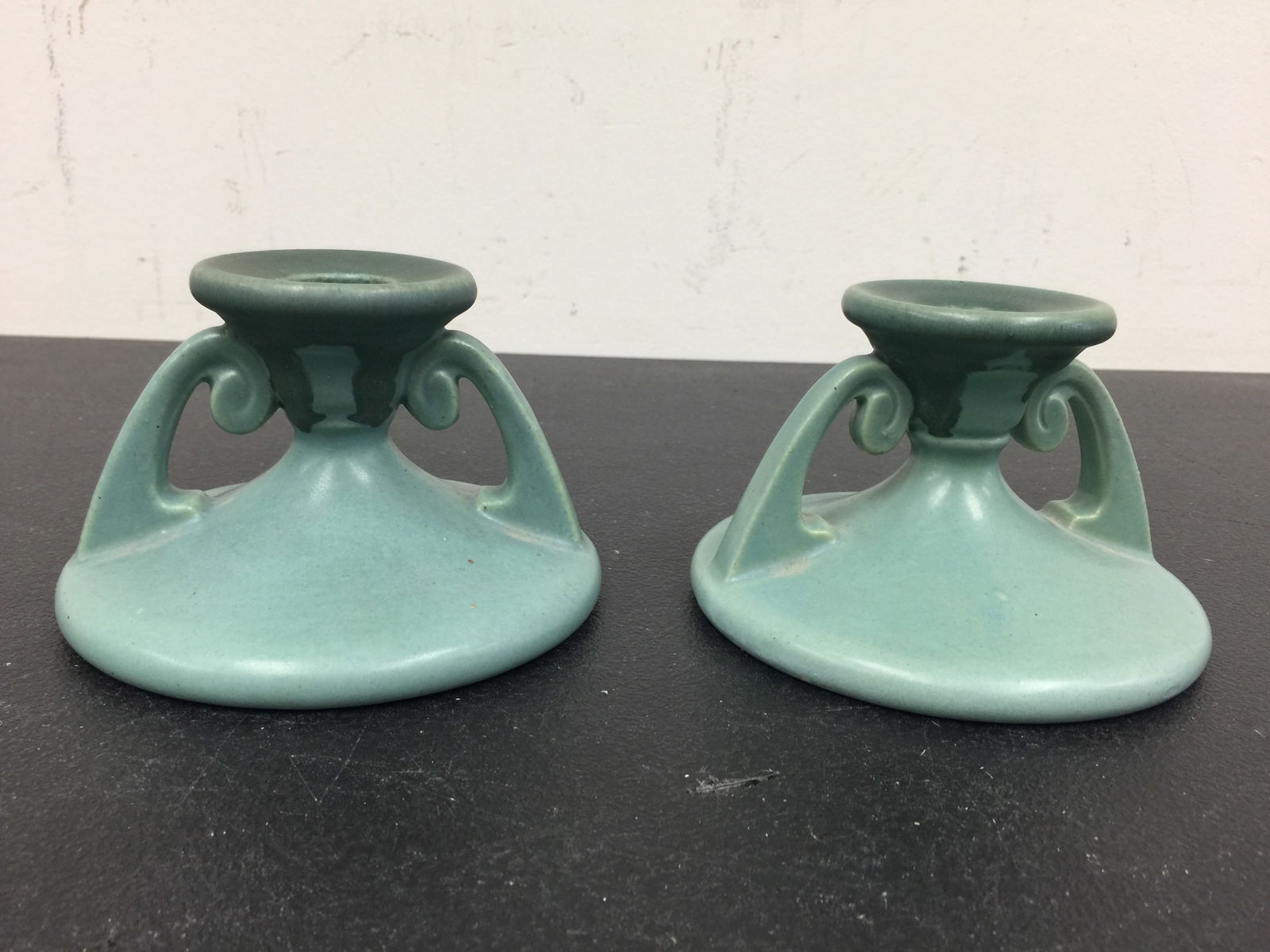 Roseville Carnelian I Candlesticks: 5" round