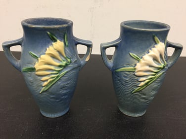 Pair of Roseville Freesia Vases