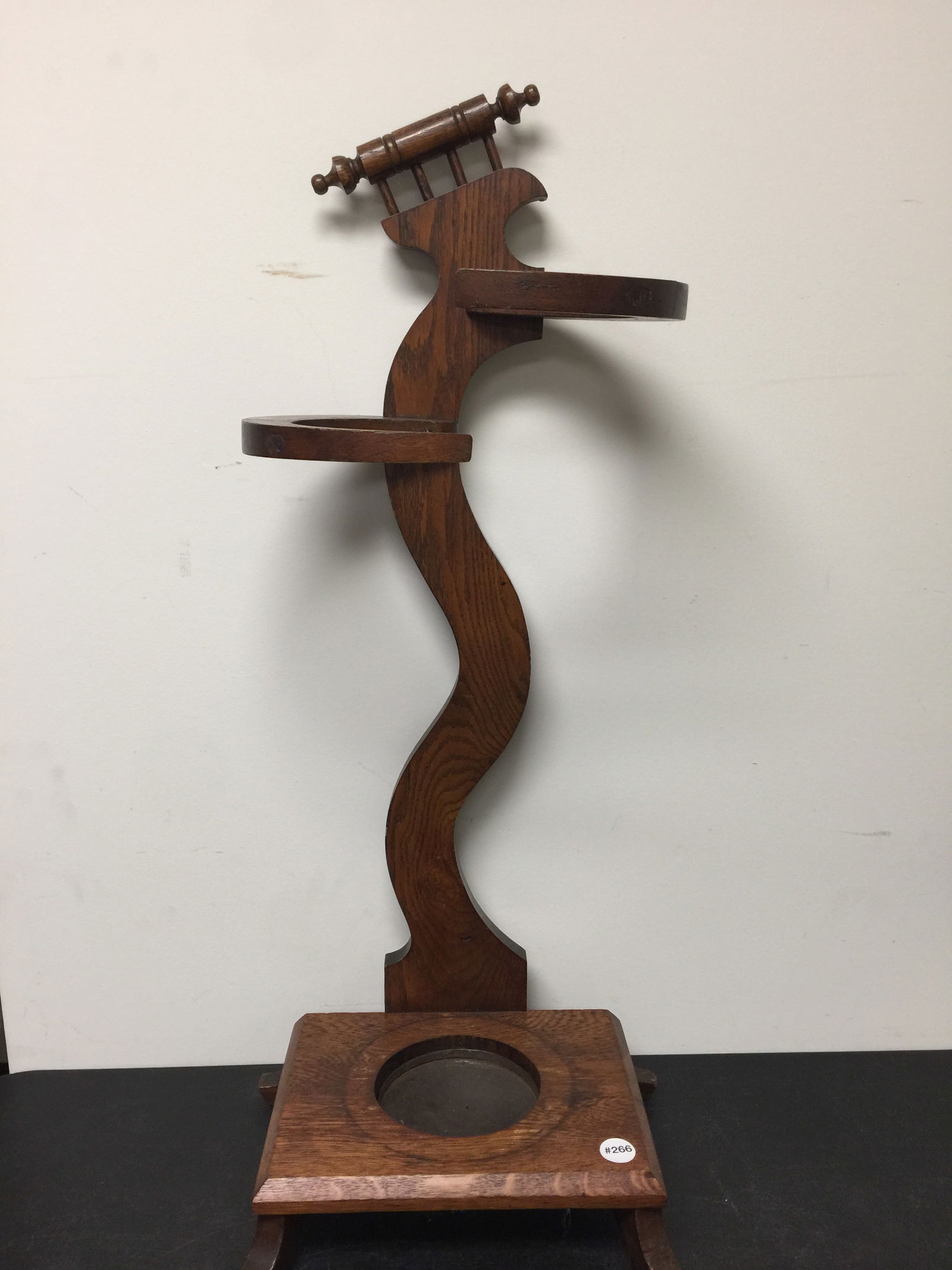 Antique Oak Mission Umbrella Holder (1 of 5)