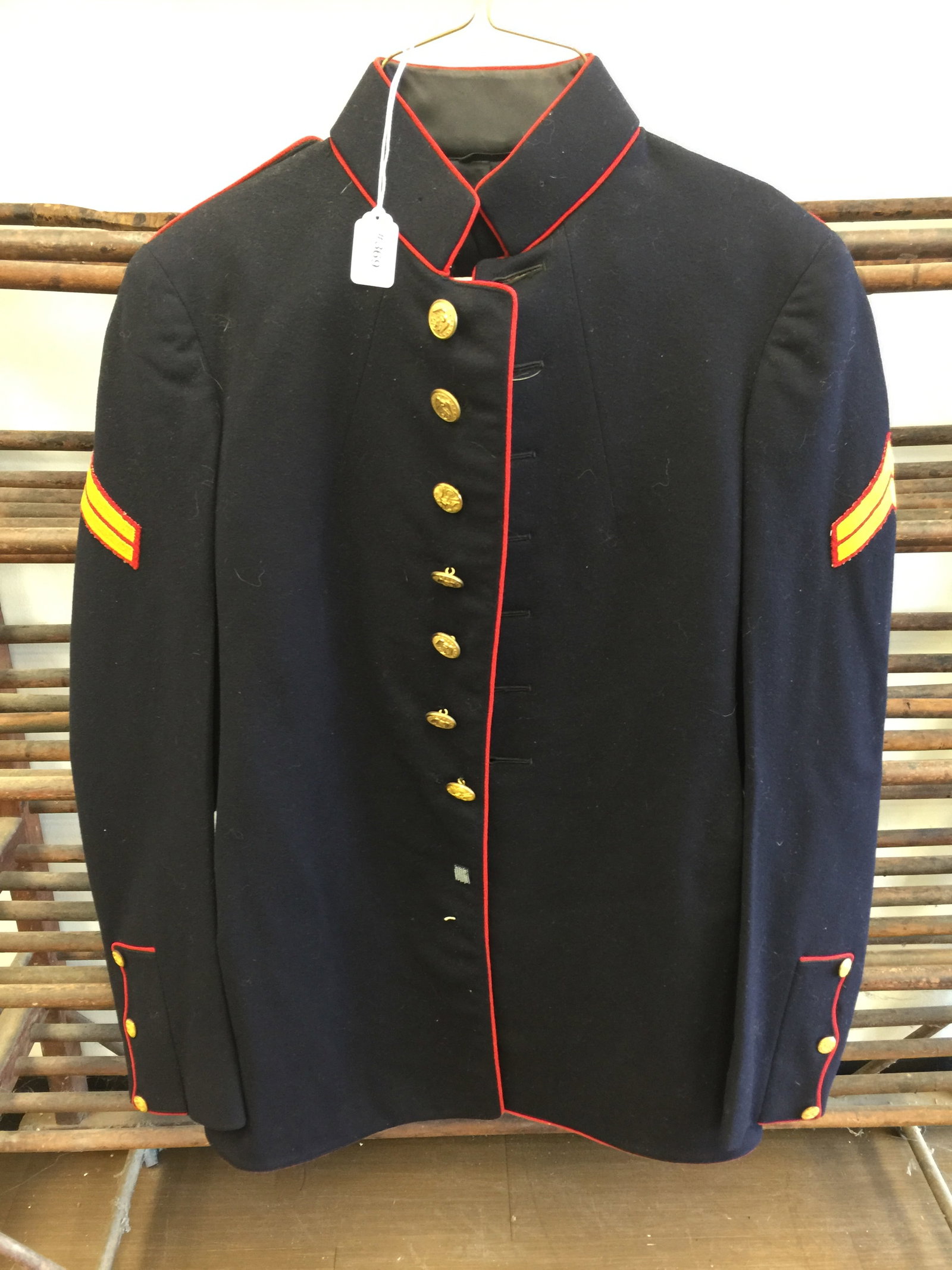 WWII Marine Core Dress Blue Jacket: jacket 32"L.