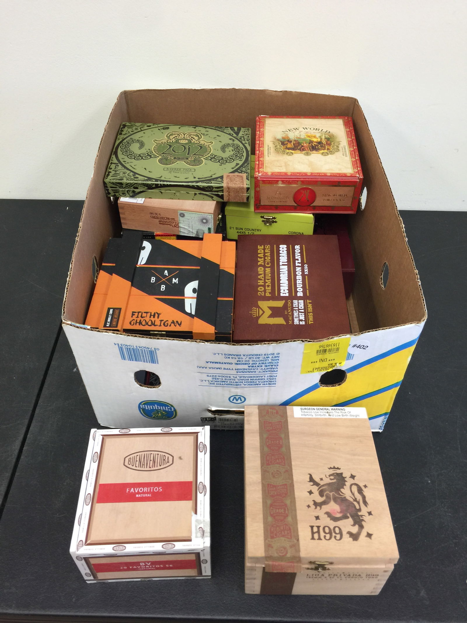 Cigar Boxes: assorted sizes.