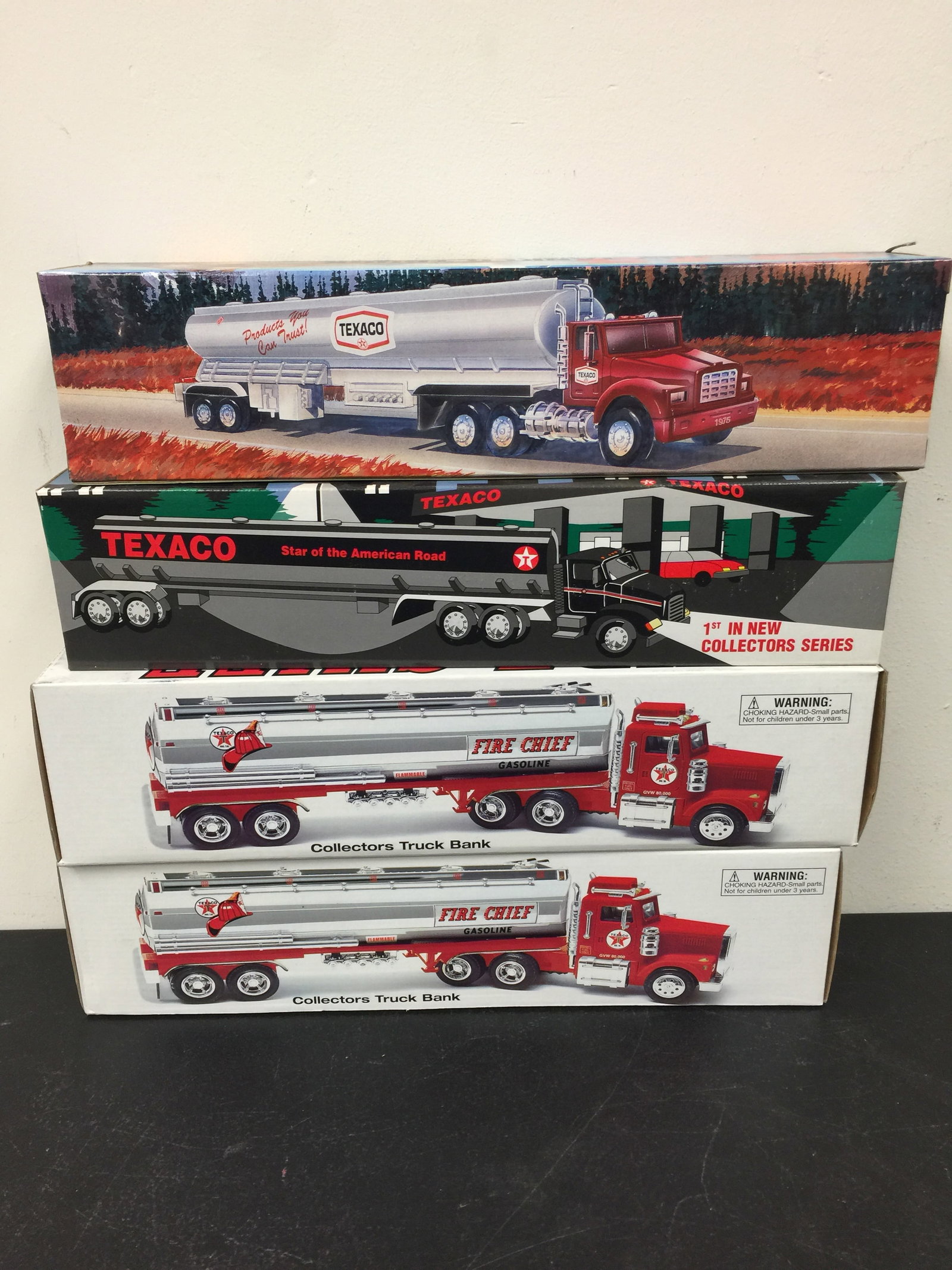 Texaco Die Cast (4): fire chief, 1994 and 95. all ob/nib.