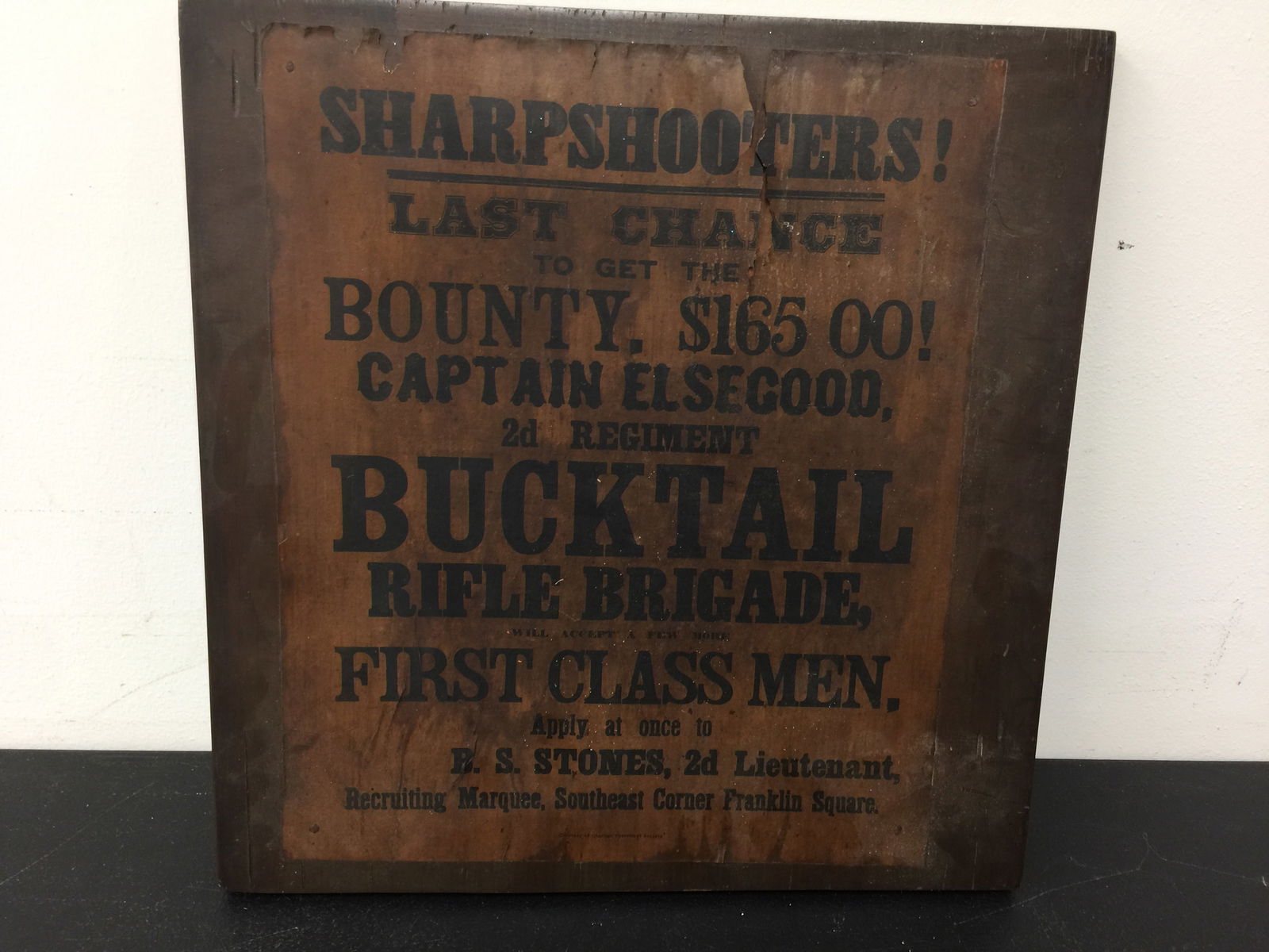 Bounty ADV: glued to wood slab, 16"x16".