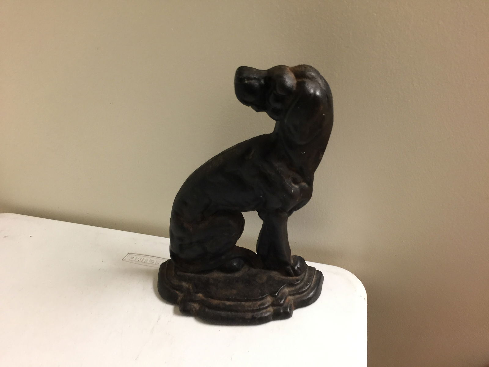 Cast Iron Dog Door Stop: 11" H