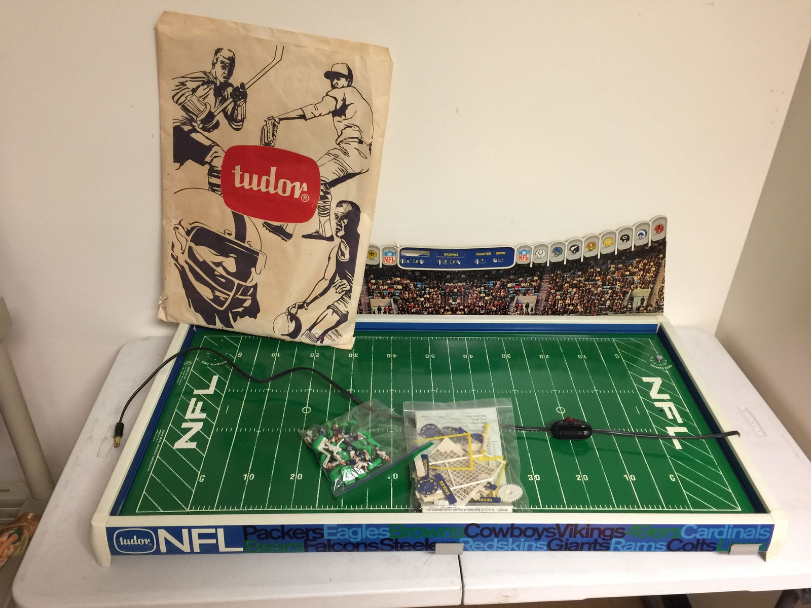 Vintage Tudor Football Game: In OB. Includes accessories. Powers on.