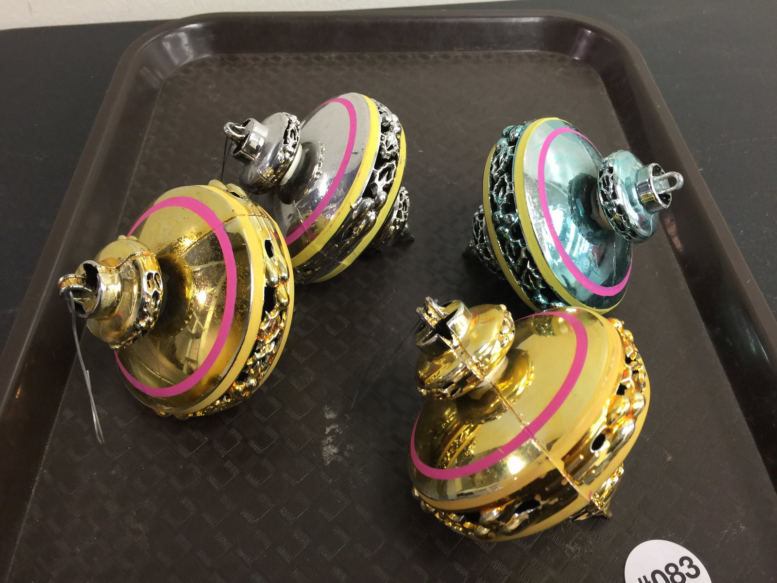 4 Vintage MCM Bradford Ornaments: Ornaments 3" H. Plastic.