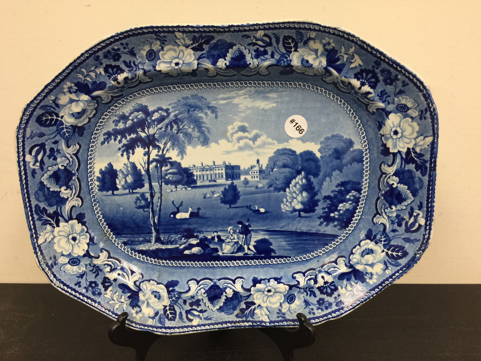 Historical Staffordshire Blue Platter (1 of 4)