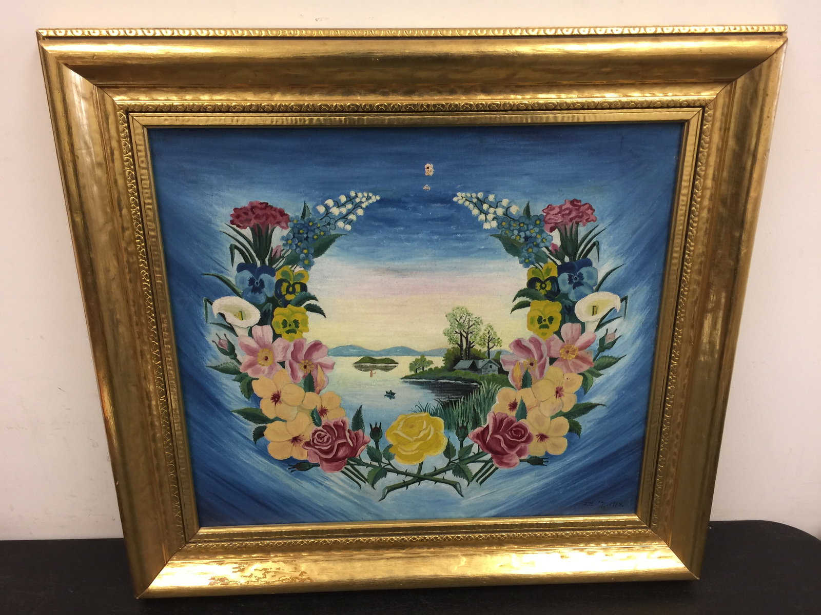 Oil on Canvas: Dated 1914. SLR "J.H. 12/18/1914". Frame 24" x 22".