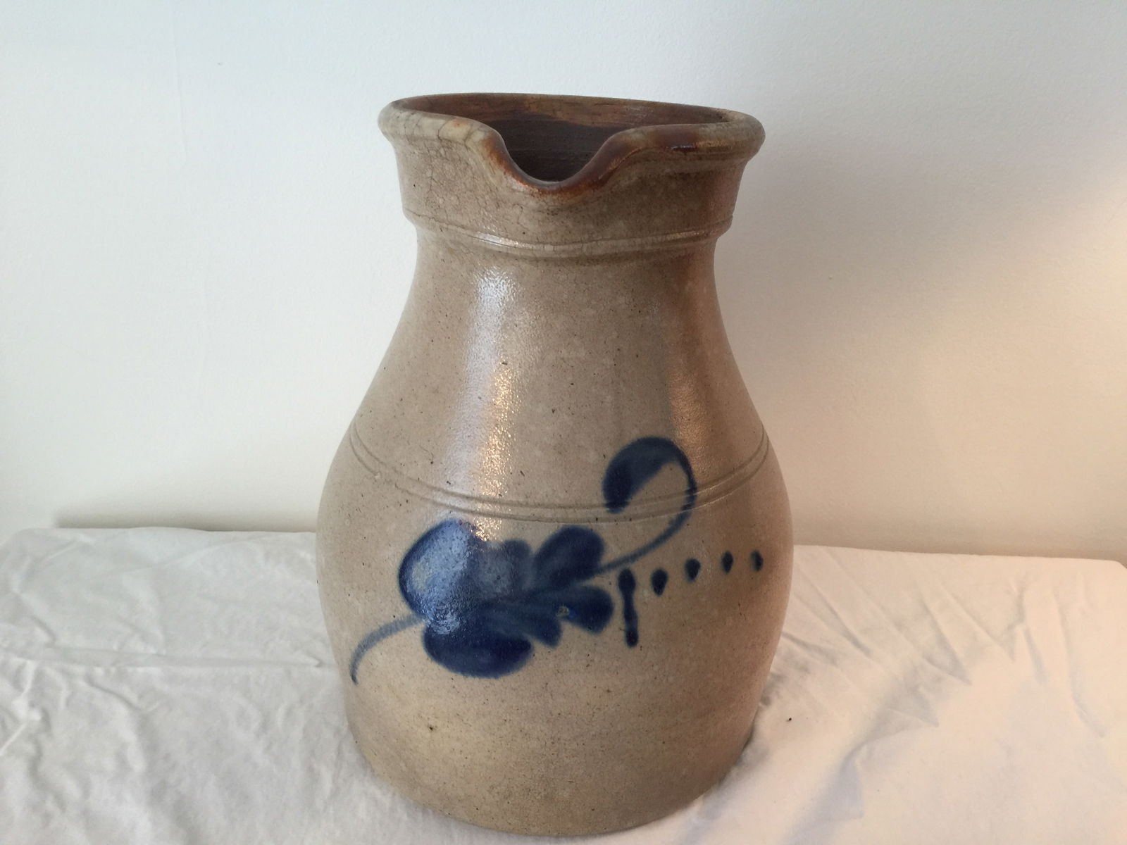 Cobalt Decorated Stoneware Pitcher (1 of 5)