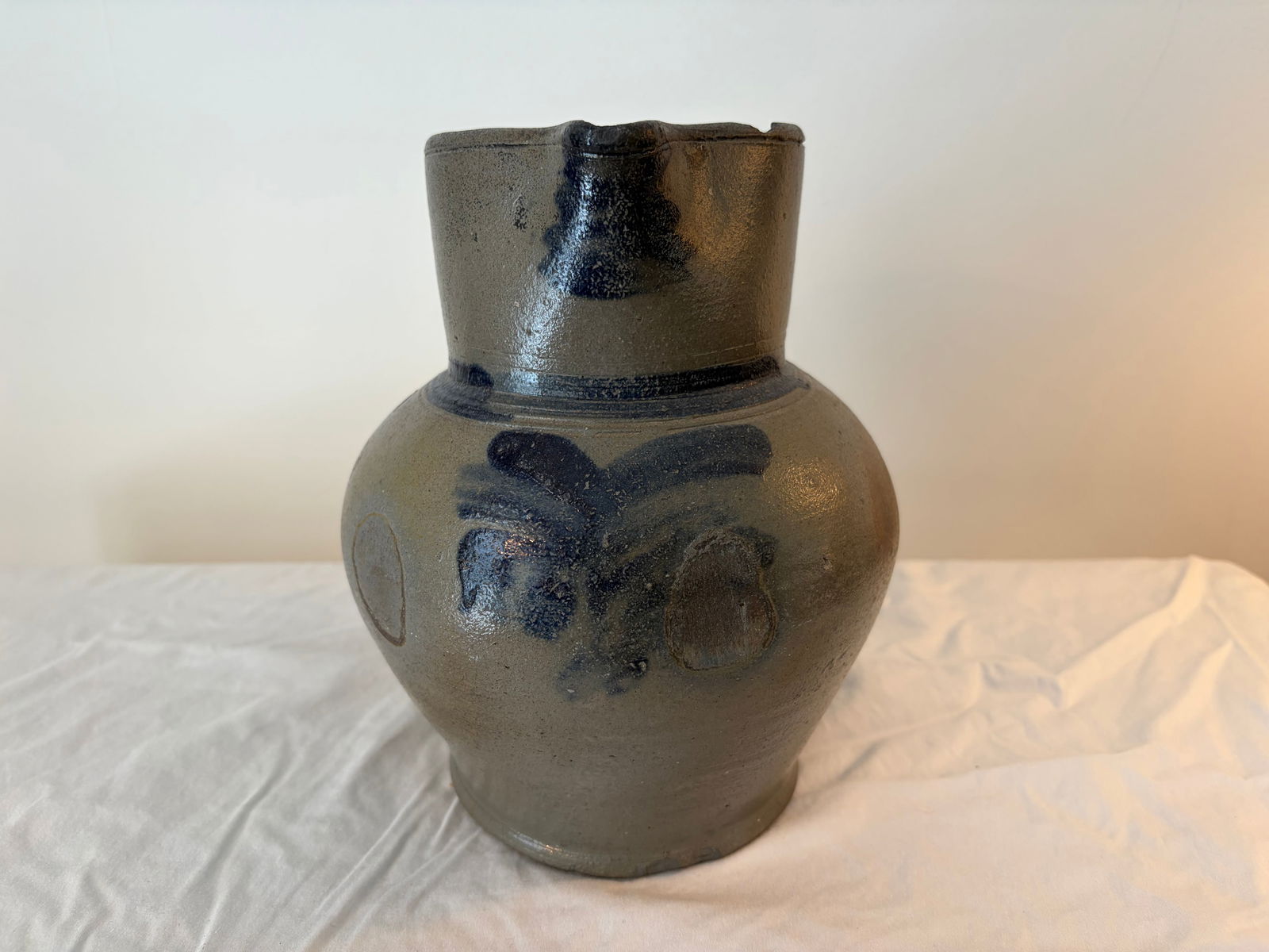 Stoneware Cobalt Decorated Pitcher (1 of 5)