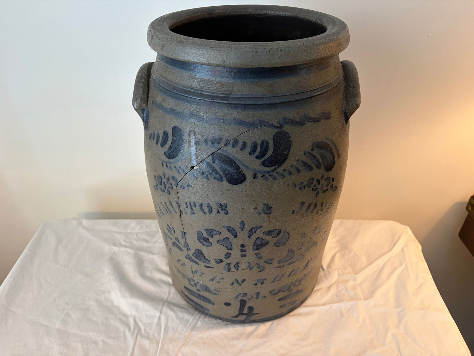 Hamilton & Jones Stencil Decorated Crock: stencil decoration, 15"H.