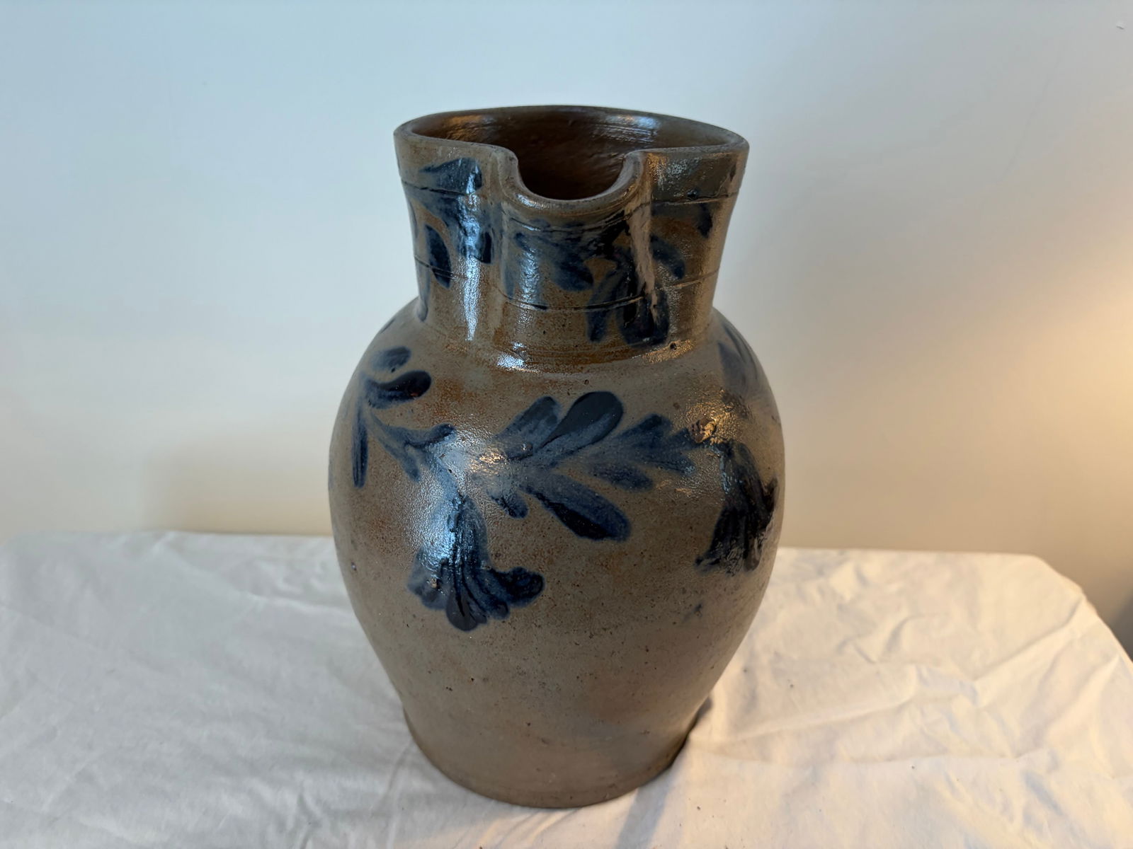 Stoneware Cobalt Decorated Pitcher (1 of 5)