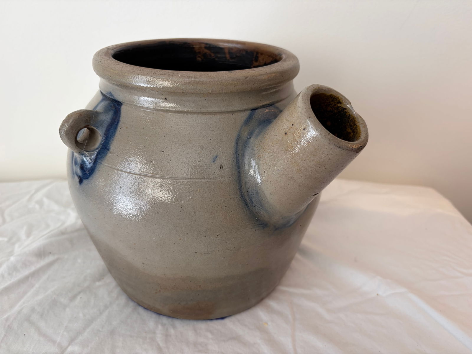 Whites & Binghamton Stoneware Cobalt Batter Jug: blue decoration, 8.5"H.