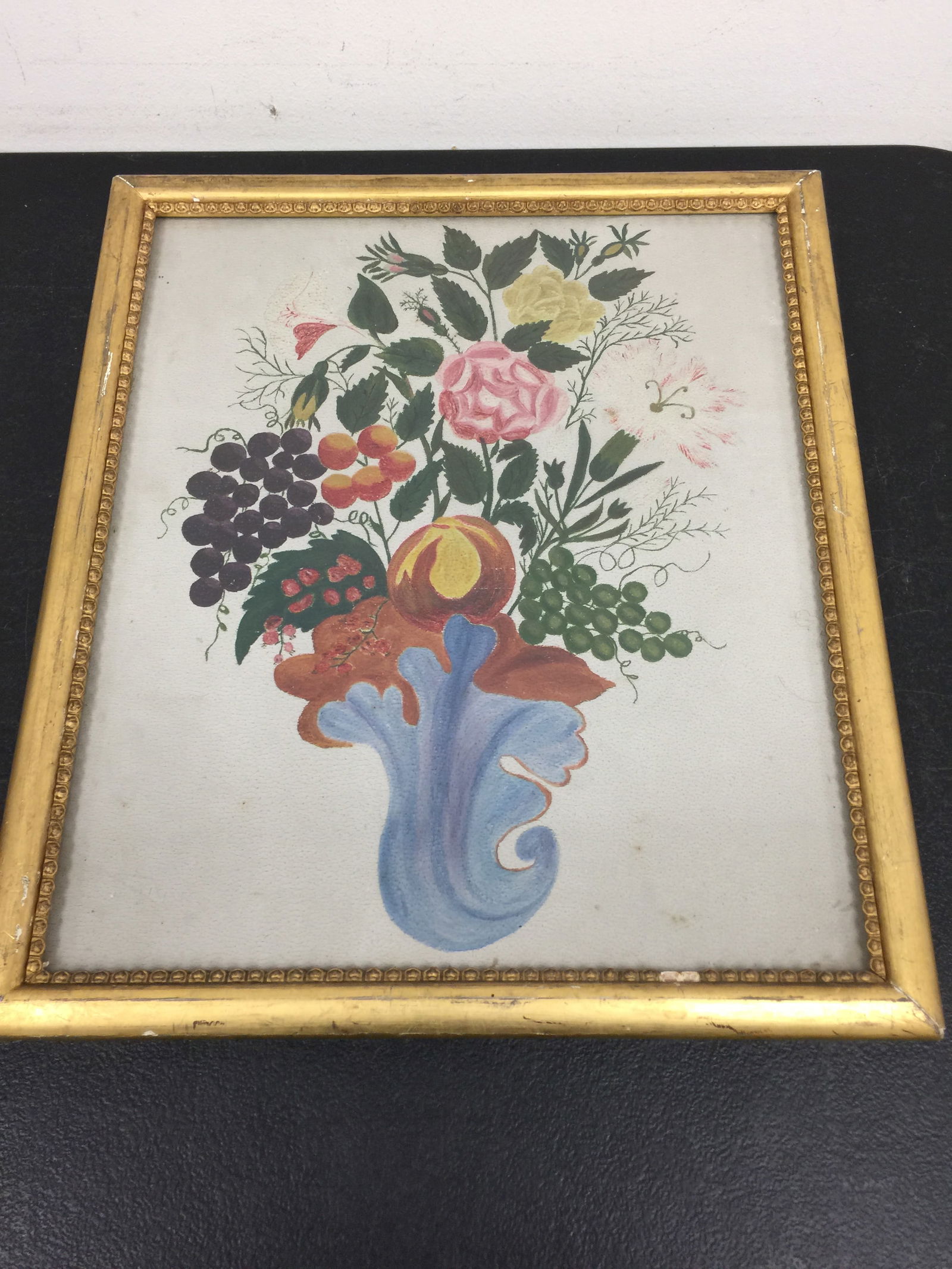 Oil on Board: still life, frame 12"x15".