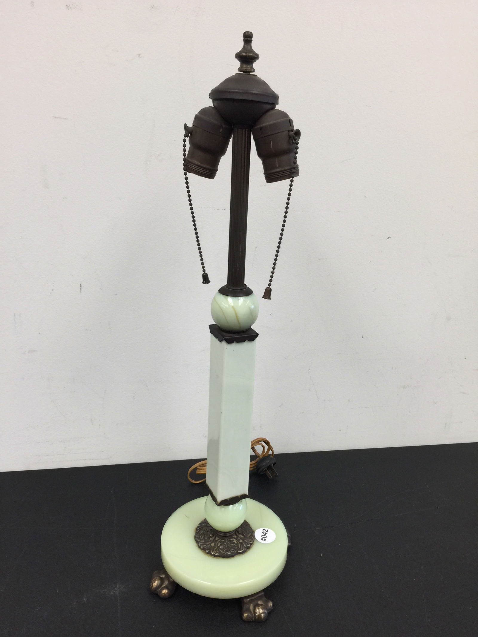 Akro Agate Jadeite Lamp: footed base, 23"H.