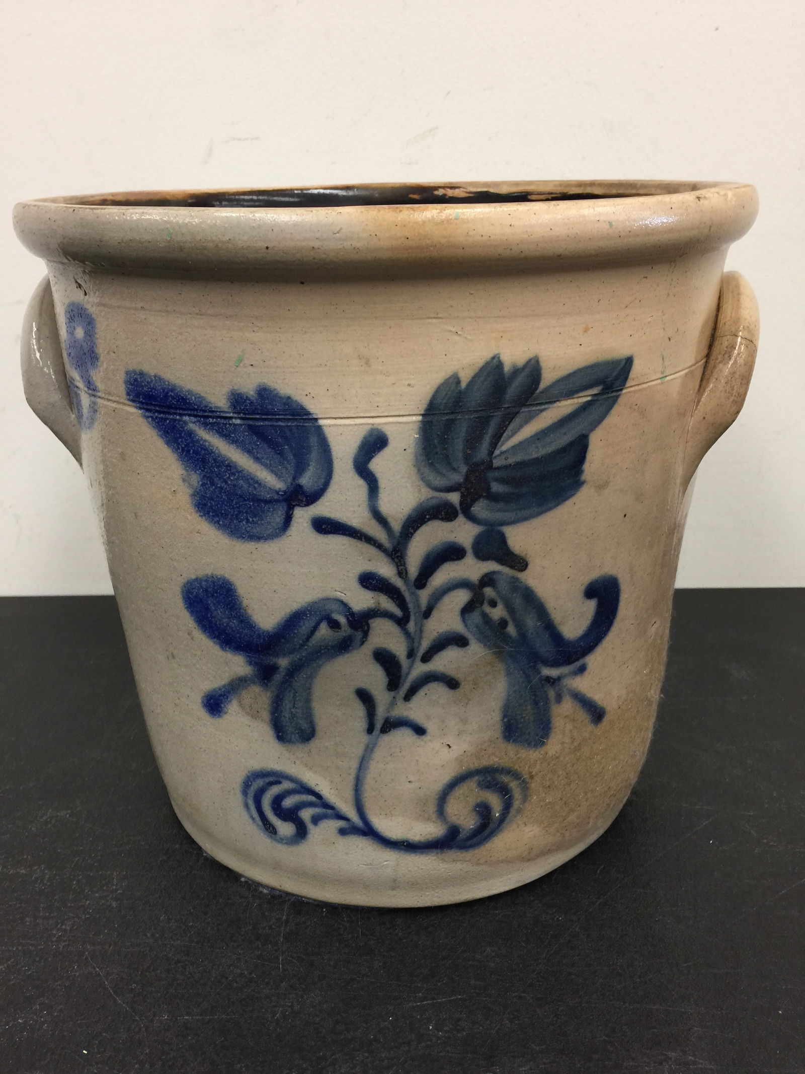 Cobalt Decorated Stoneware Crock (1 of 5)