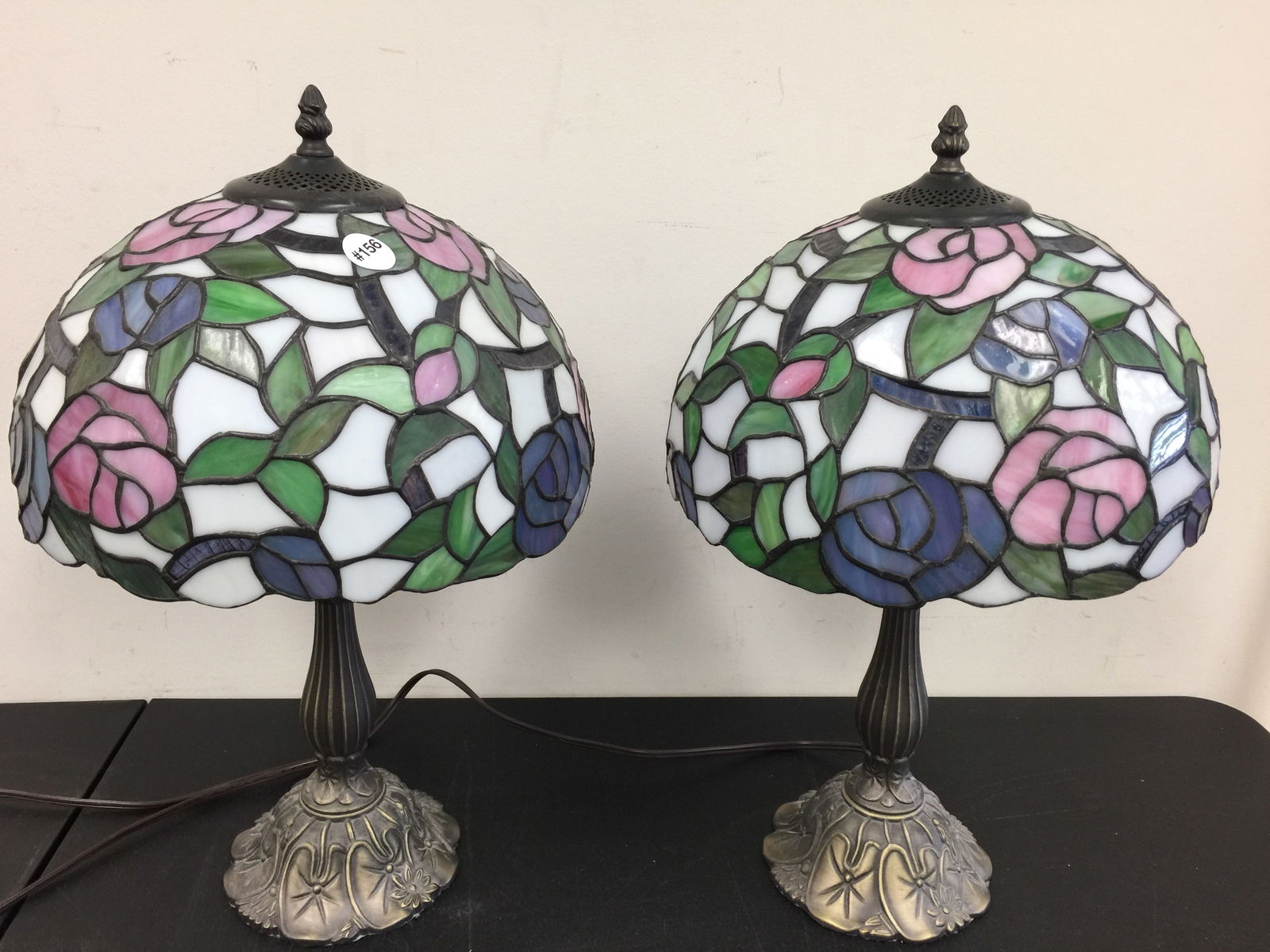 Pair of Stained Glass Lamps: 19" H