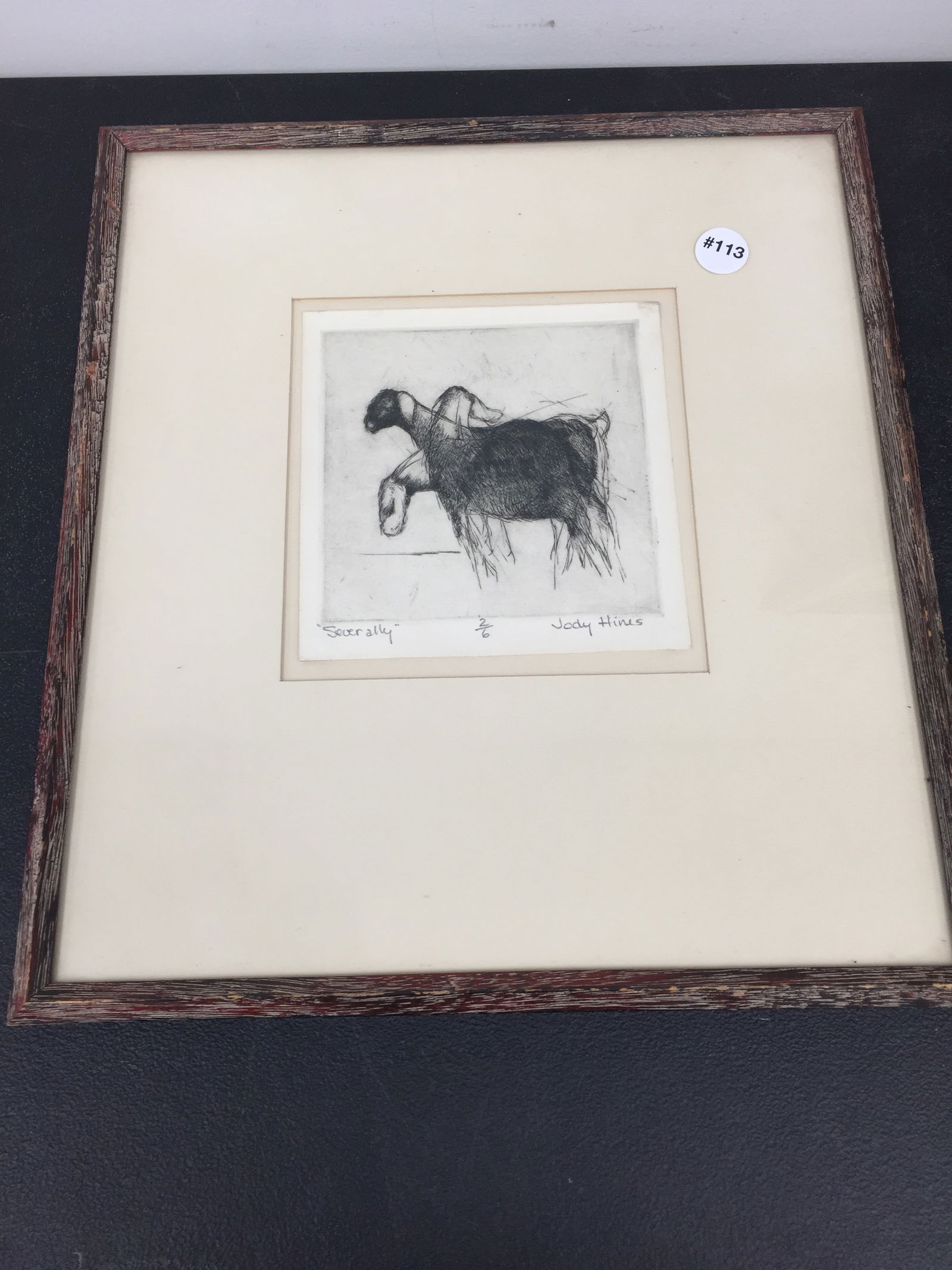 Jody Hines Etching: SLR. 2-6, Titled "Severally", frame 15" x 17".