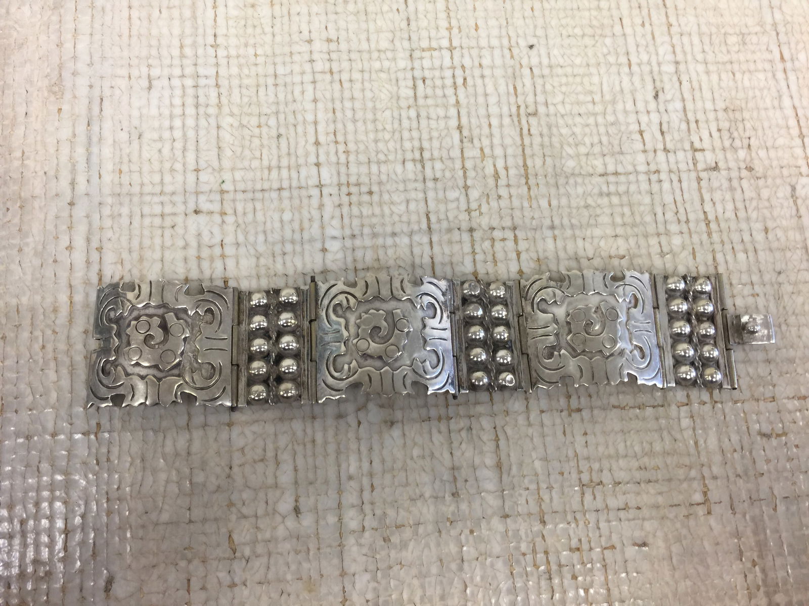 Mexican Sterling Totem Pole Bracelet (1 of 3)