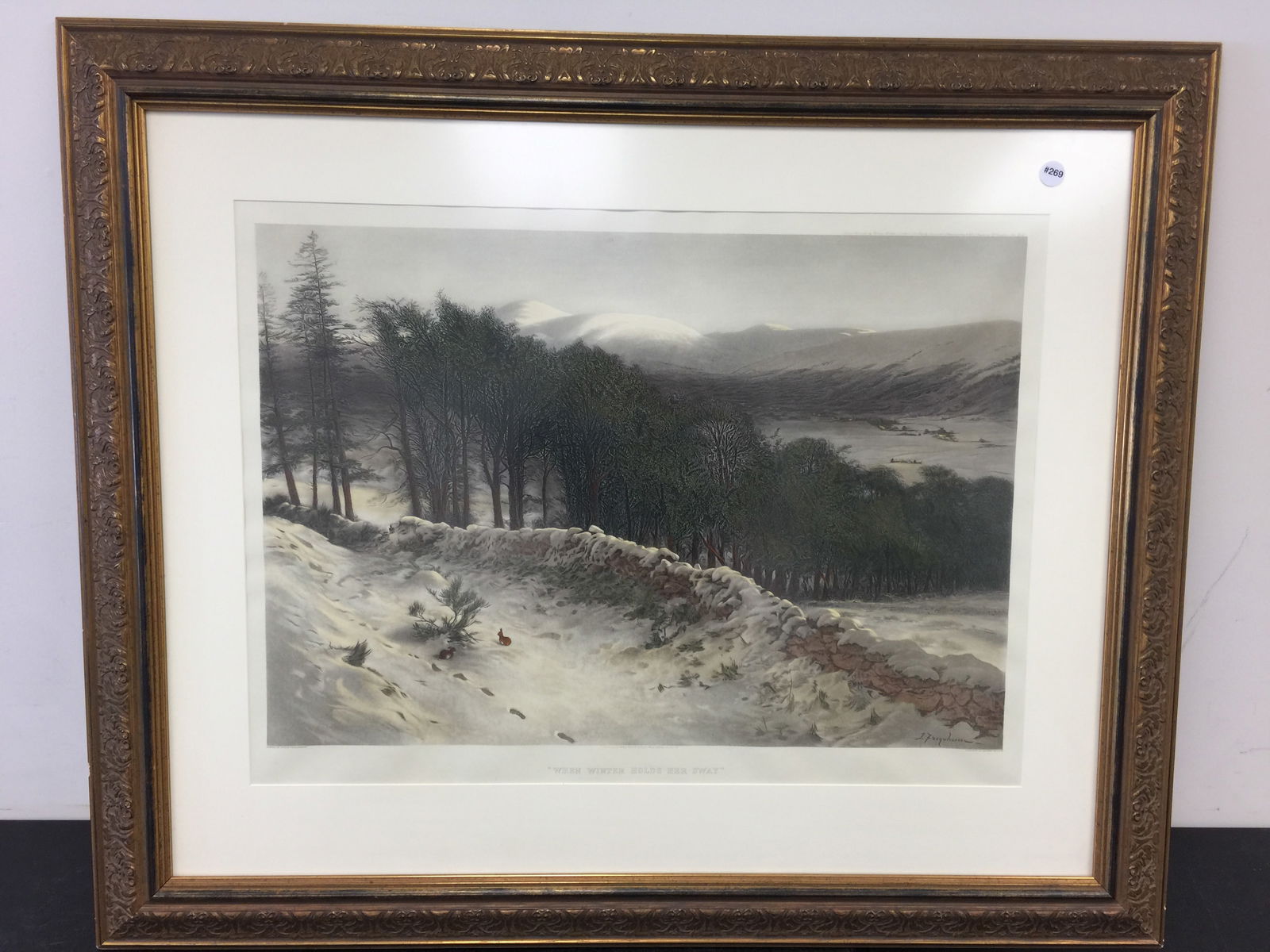 Joseph Farquharson Print: SLR, titled "Where Winter Holds its Sway". 46"x39".