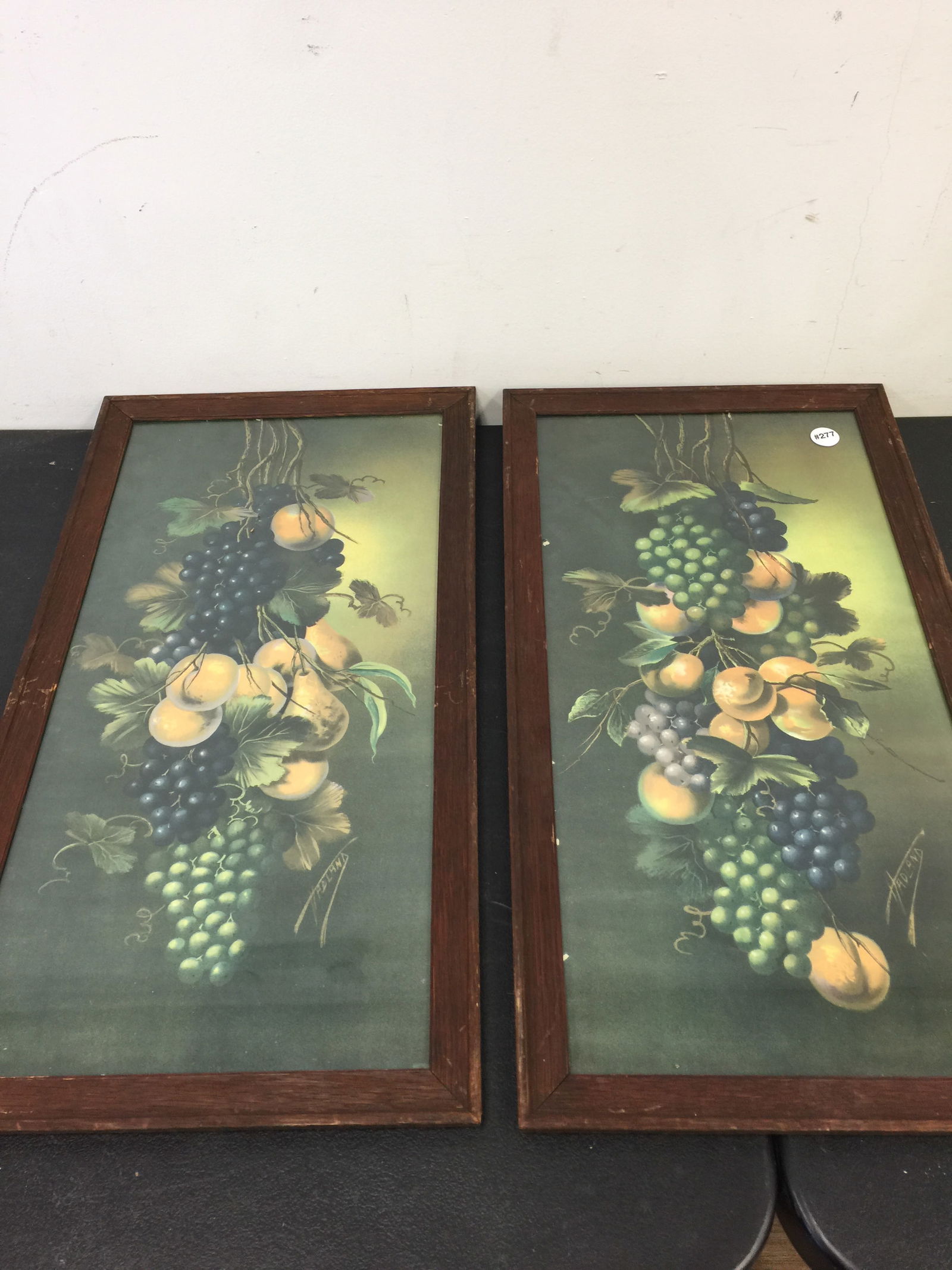 Pair of Signed Still Life Prints: SLR "Hadlan". Frames 14" x 26".