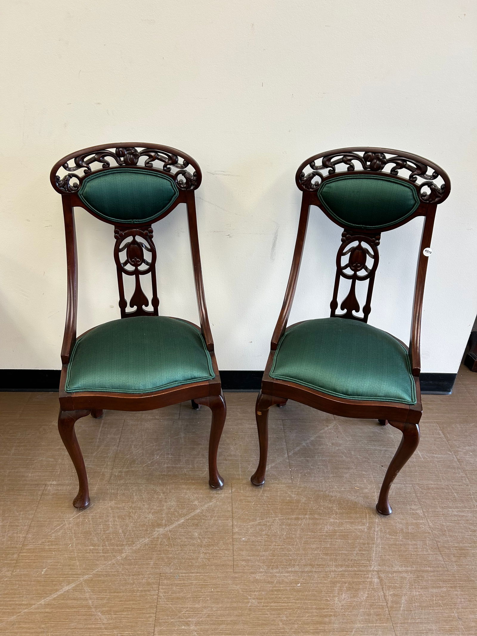 Pair Carved Victorian Chairs (1 of 6)