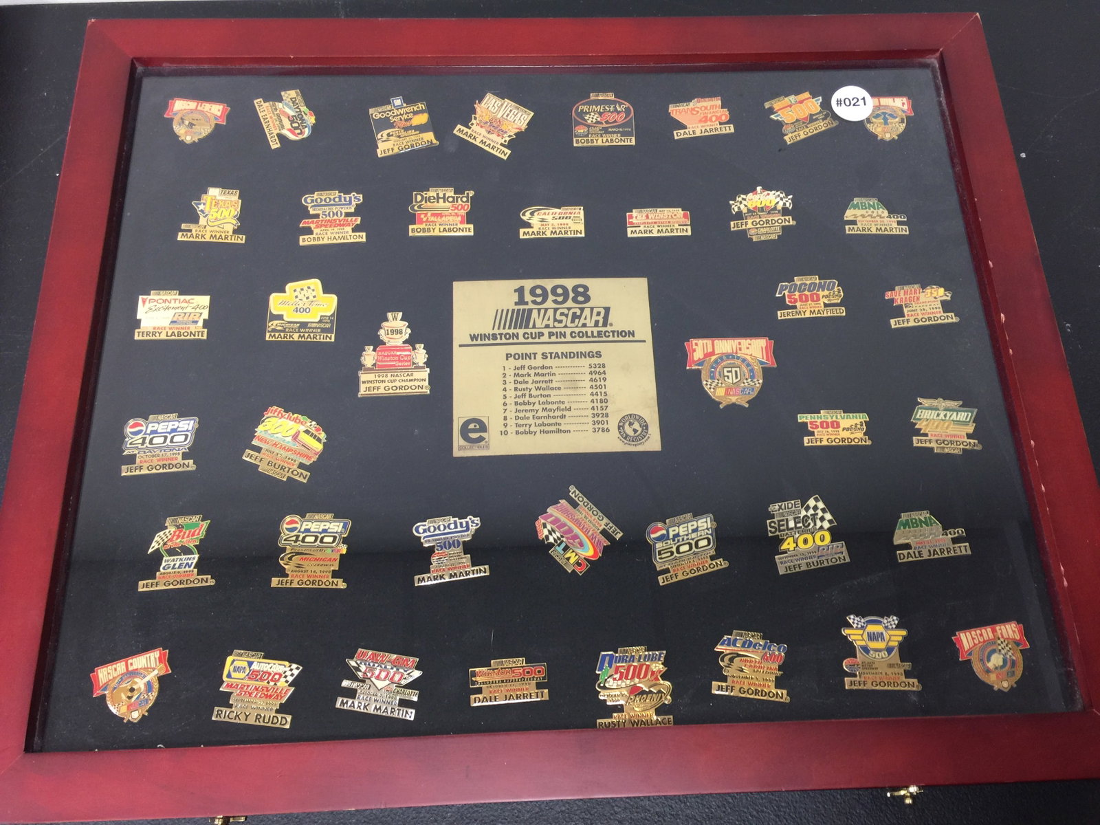 1998 Winston Cup Pin Collection: Frame 22" x 18".