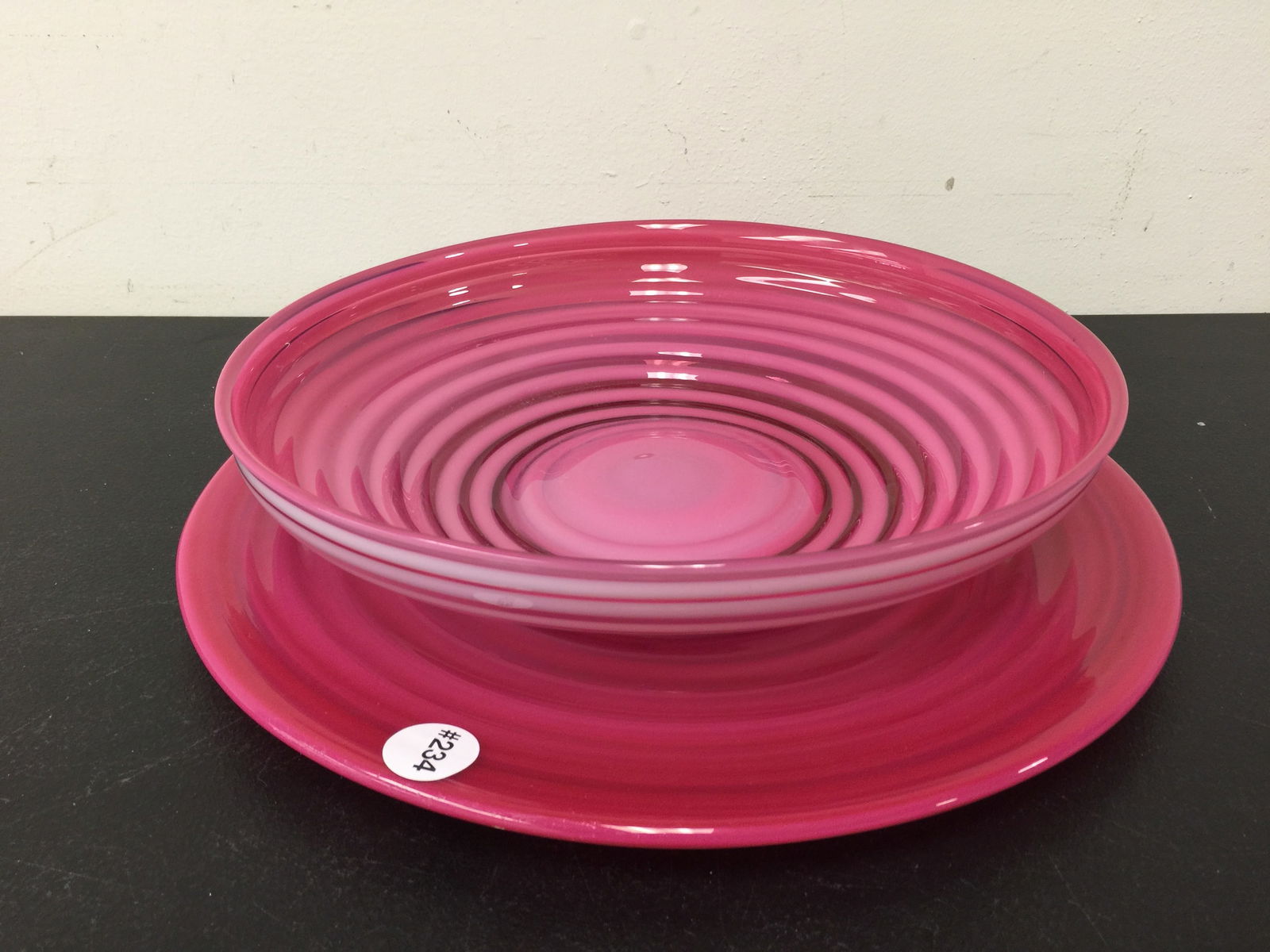 Swirl Cranberry Bowl & Underplate (1 of 4)