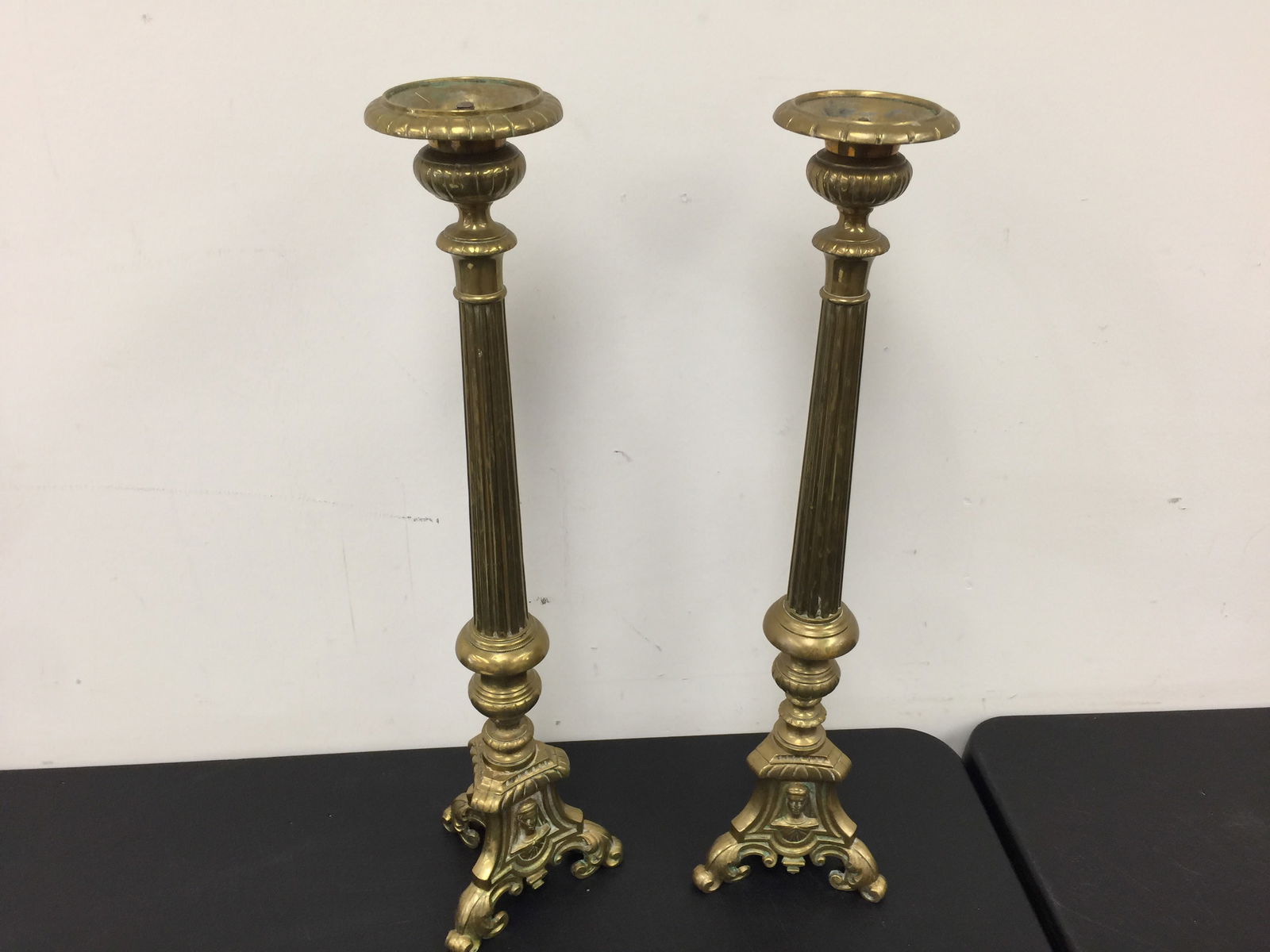 Pair of Antique Brass Alter Candlesticks (1 of 4)